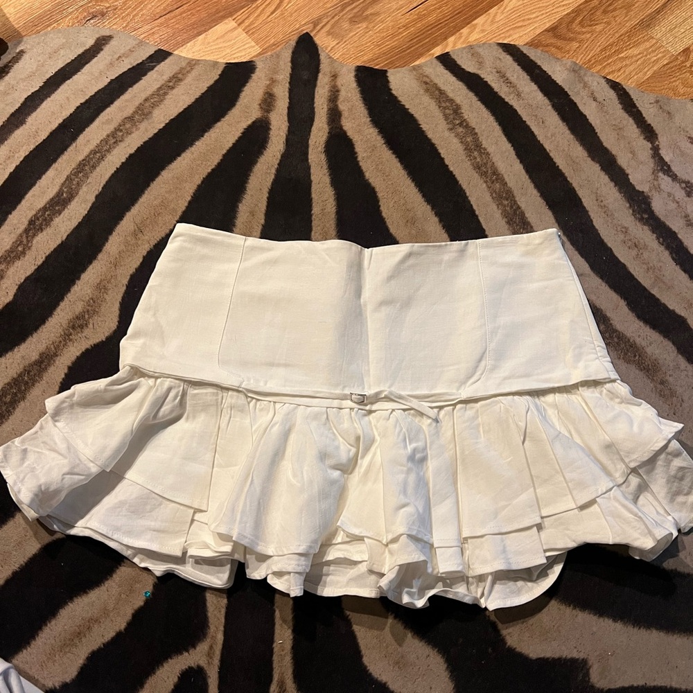 White Ruffled Mini Skirt
